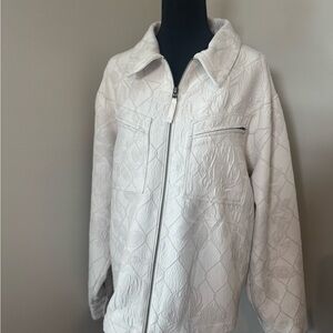 Nike Men's Full Zip Floral Patterned Jacket Coat White Collared SIZE Medium‎ NWT